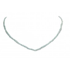 Necklace Strand String Womens Beaded Diamond Cut Aquamarine Stone Beads B125